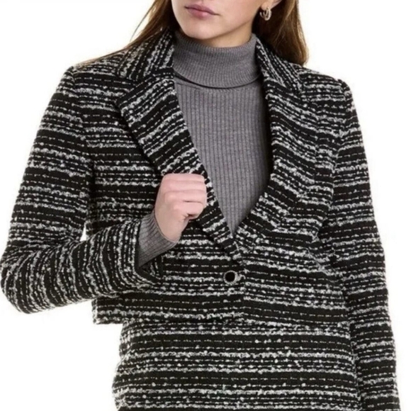 Tweed Black White Old Money Jacket Nwt - Picture 9 of 9
